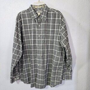 L.L BEAN BLACK & WHITE GINGHAM MEN'S LONG SLEEVE BUTTON DOWN CASUAL SHIRT SZ XL